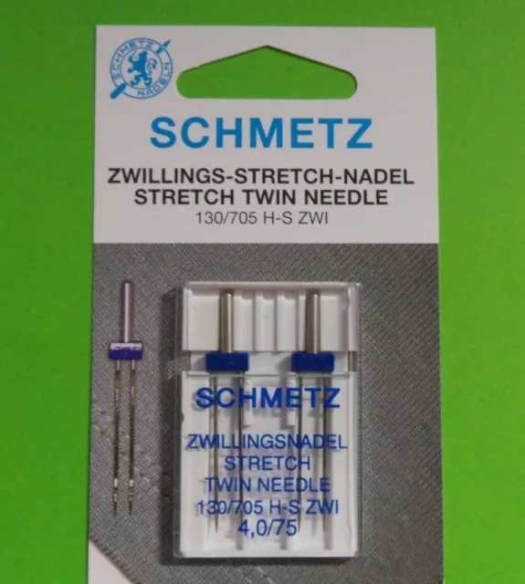 Zwillingsnadel // Doppelnadel,Stretch Nadeln für Nähmaschine 4.0 mm75- 2 Stück