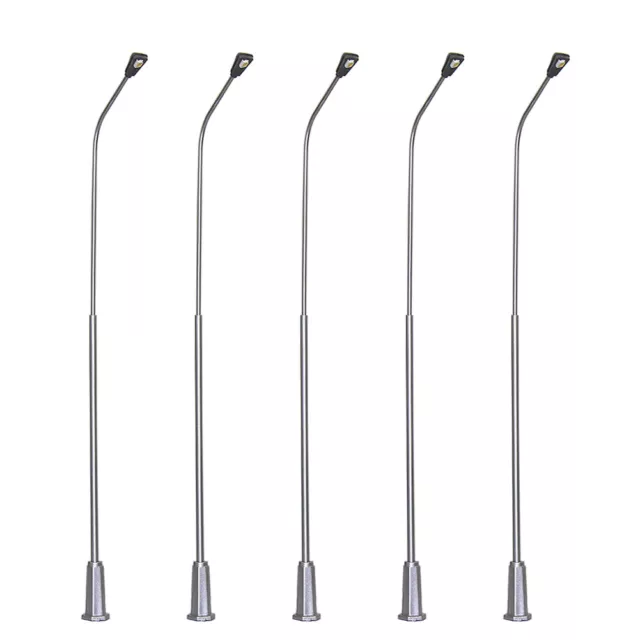 5pcs Échelle O 1:50 Modèle de Lampadaire Ferroviaire Blanc Chaud LED 20cm LNH20