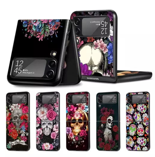 Flower Skull Skeleton Coque Cover Case for Samsung Galaxy Z Flip 5 Z Flip 4