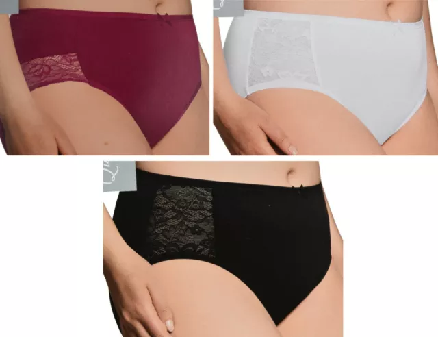 2er Pack Damen Slip Spitze Unterwäsche Slips Baumwolle Rot Weiß Schwarz M L XL