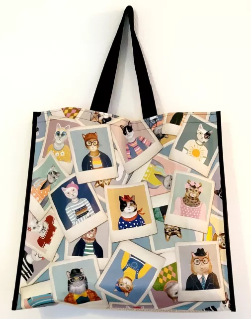 NEW T J Maxx Shopping Tote Bag Dresses Up Cats Cat Portrait Reusable TJMaxx