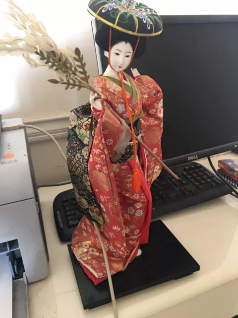 Vintage Japanese Geisha Doll  Glass eyes 17"