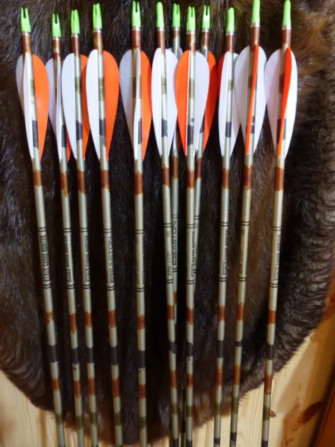 12 New Easton 2216 Aluminum XX75 Arrows 4 Inch Feathers Right Helical Fletched