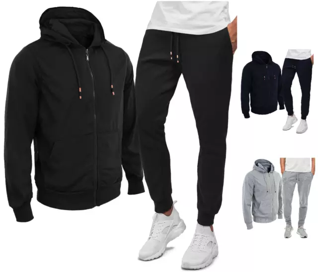 Tuta Uomo Pantaloni e Maglia Felpa Zip Cappuccio Sport Fitness Primaverile