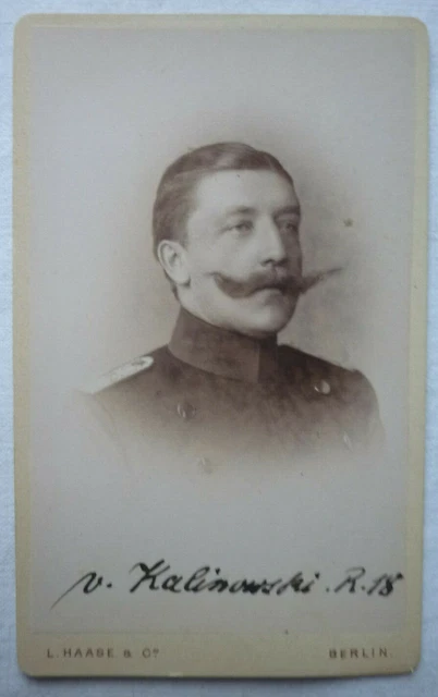 CdV Preussische KRIEGSAKADEMIE BERLIN 1886-1889 von Kalinowski Infanterie Nr. 18
