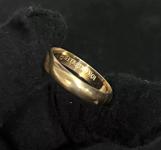 Vintage 10k gold filled Wedding Plain Band ring Sz 10 Edwardian 4.1mm Gf 2.85g