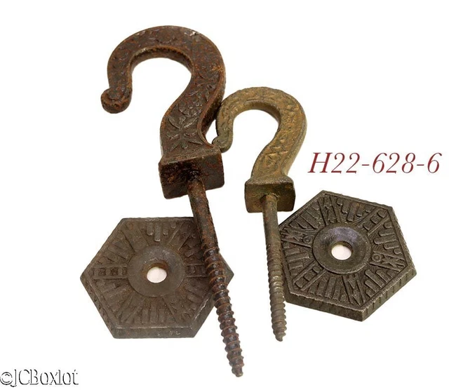 fancy Victorian eastlake CEILING WALL HOOK HARDWARE brackets w plates iron