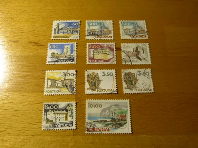 Lot Briefmarken Portugal 1970er Jahre, Städte & Landschaften, gestempelt