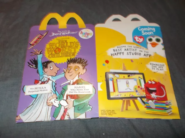 McDonalds happy meal UK 2019 empty box The Worlds worst children (Purple)