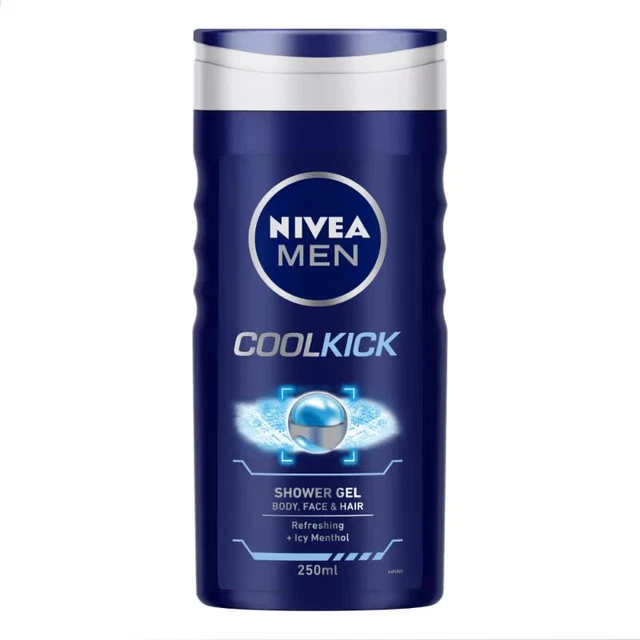 NIVEA HOMBRE Body Wash Cool Kick con refrescante gel de ducha helado para hombre (250 ml)