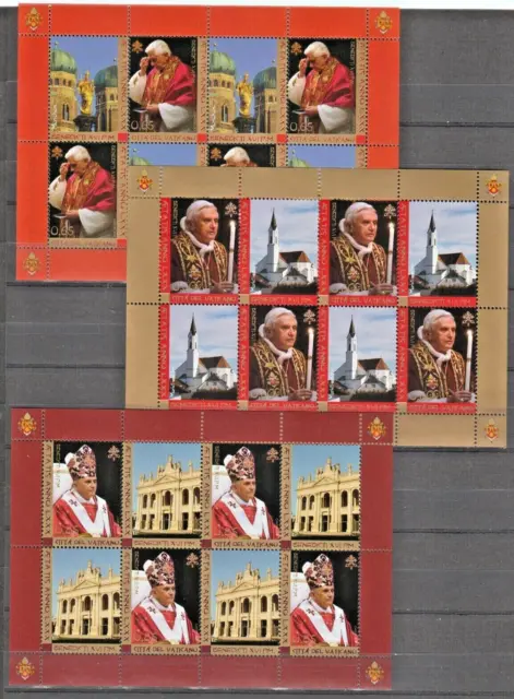 Citta' Del Vaticano 2007 Genetliaco Serie 3 Fogli Nuovi Mnh** B.f. (C.v)