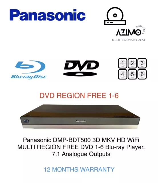 Panasonic DMP-BDT500 3D FLAC MKV HD WiFi MULTI REGION DVD 1-6 Blu-ray Player rr1