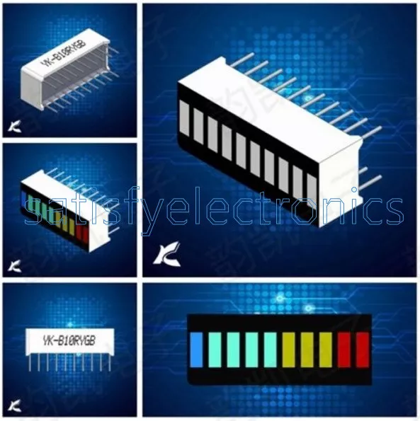 5PCS 10 Segment Colorful LED BAR Graph Indicator DIP Blue Green Yellow Red NEW