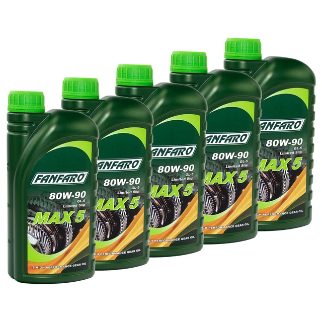 HUILE DE TRANSMISSION 5x 1 Litre FANFARO Max 5 80W90 GL5 Ls