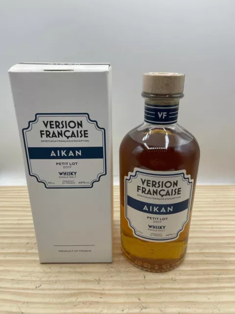 bouteille  de  whisky petit lot  francais aikan 5 ans vintage 2017  70 cl 46°