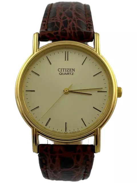 Goldene NOS Herrenarmbanduhr Citizen Quartz mit Originalband, funktioniert