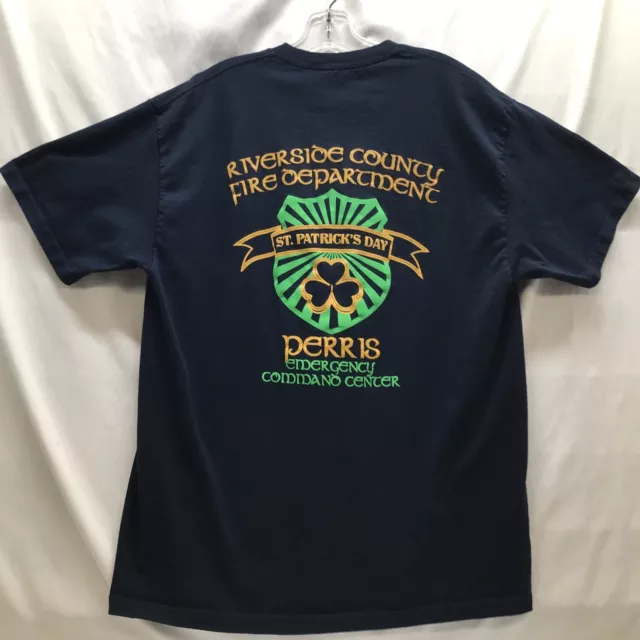 Riverside County Fire Dept Cal Fire St Patrick’s Day T-shirt Adult XL Perris Eme