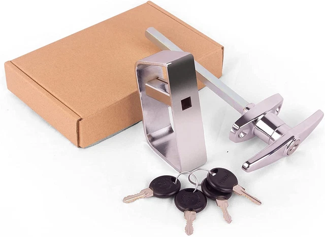 Shed Door Latch T-Handle Lock Kit with 4 Keys, 4-1/2" Stem Storage Barn Shed