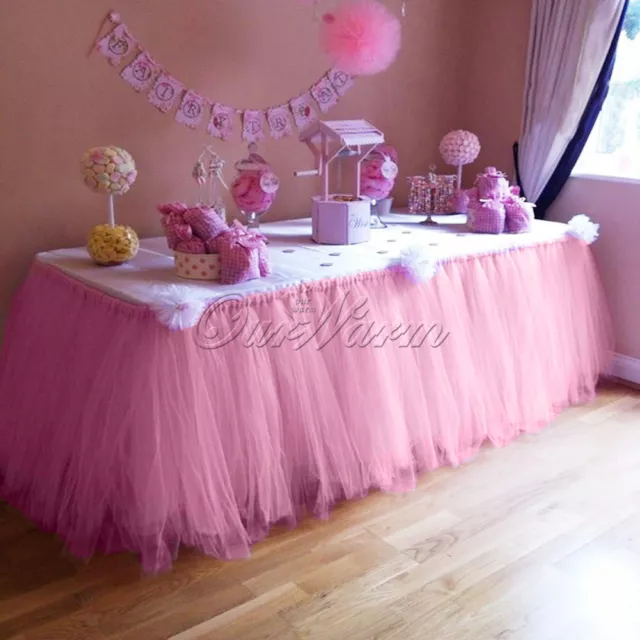 Pink Morbidezza TUTU Table Skirt Wedding Birthday Table Cover Tableware Decor