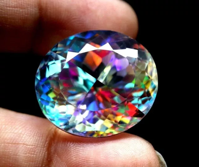 Natural Rainbow Color 48 + Ct Oval Cut Brazilian Mystic Quartz Loose Gemstone