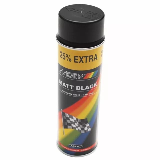 Bombe de peinture motip pro acrylique mat noir aerosol 500ml (04006)