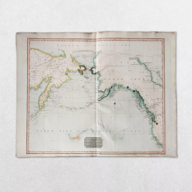 Antique 19Th Century Atlas Map John Thomson 1814 Northwest Passage Asia America