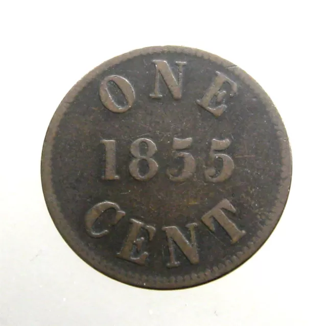 1855 CANADA CU ONE CENT TOKEN____Prince Edward Island____FISHERIES