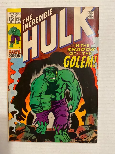 Hulk 134, (Marvel, Dec 1970), 1st appearance The Golem, 1st Print Top Staple Off