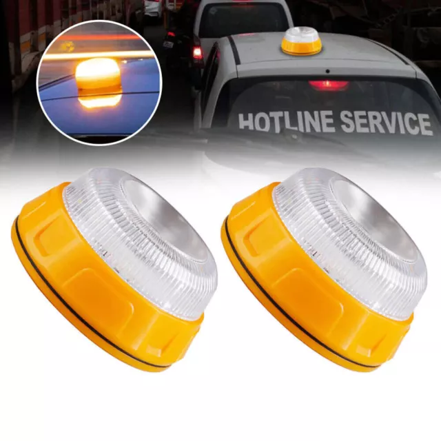 2X Auto LED Weiß +Gelb Licht LKW Traktor Warnlampen Magnetismus Blinker Lampen