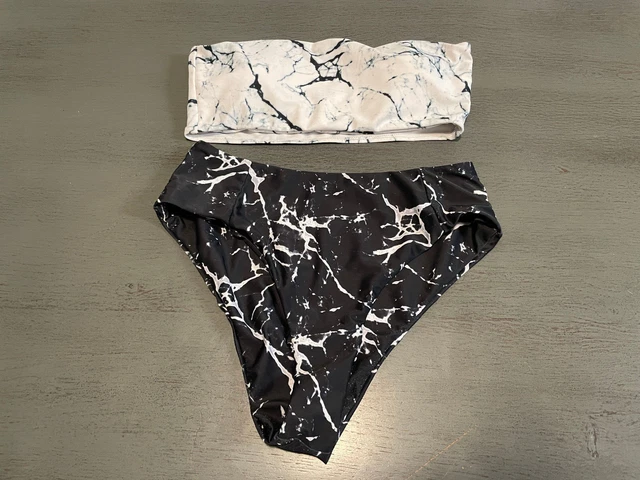 black whtie strapless ZAFUL   two  piece swimsuit bikini size small
