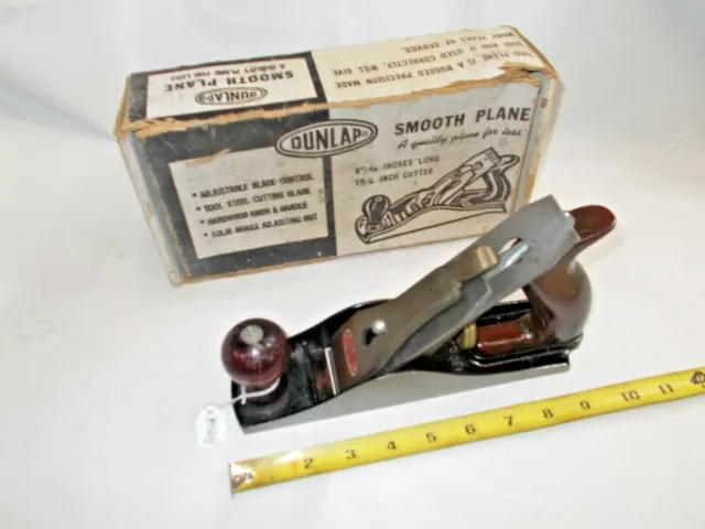 Vintage DUNLAP Woodworkers Smooth Wood Plane with Original Storage Box