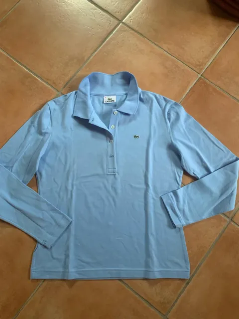 Lacoste Polo Shirt hellblau blau langarm 46 neu ohne etikett L57 B50 Kragen
