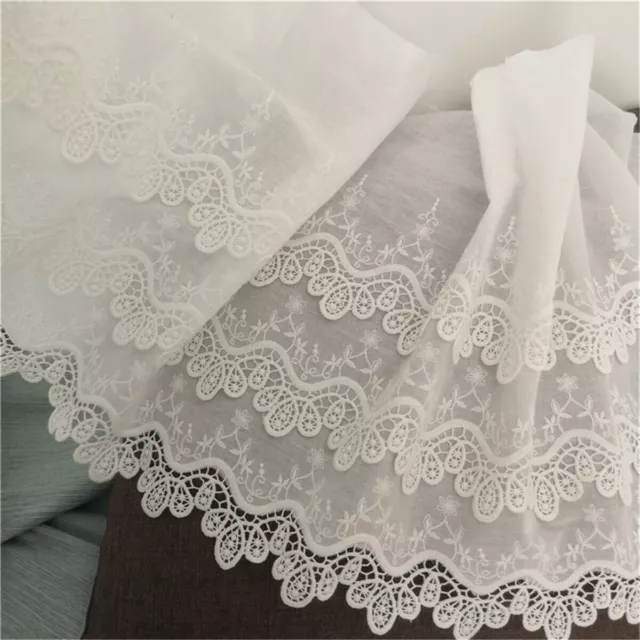 1 Yard Cotton Floral Embroidery Lace Trim Dress Curtain Fabric Ribbon Sewing