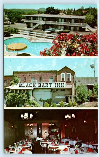 SAN ANDREAS, CA California ~ Roadside BLACK BART INN Hotel Motel c1960s Postcard