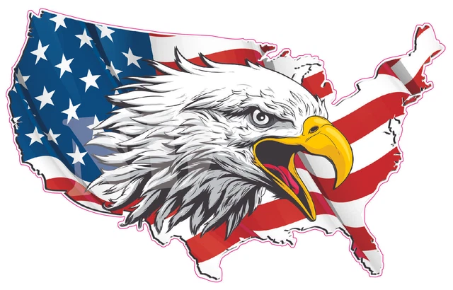 United States American Flag Eagle Head Decal 12"