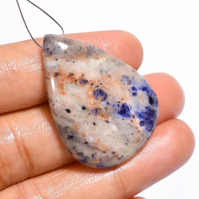 Natural Sodalite Pear Shape Drilled Cabochon Loose Gemstone 38.5 Ct. 36X26X6 mm