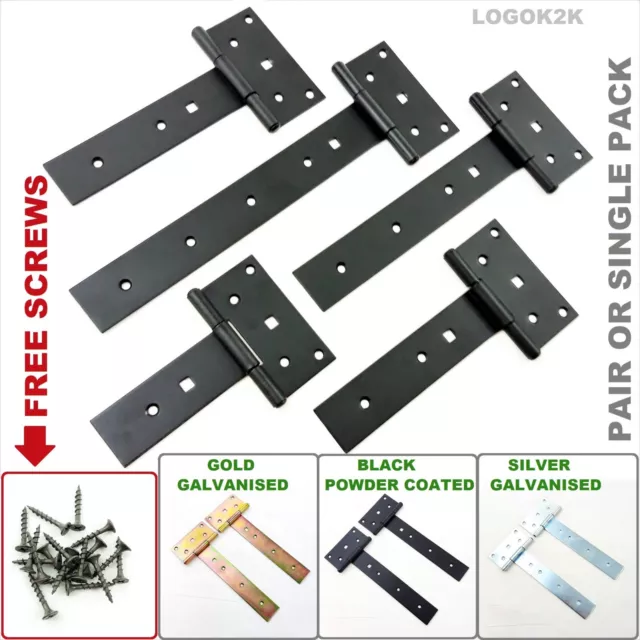 Tee Hinges Straight Galvanized Heavy Duty T Strap Hinges Door Gate Shed Barn STR