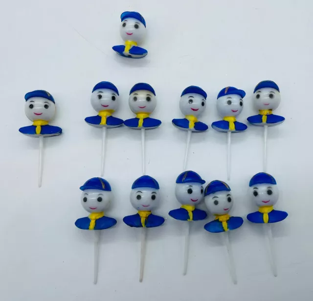 Vintage Cake Cupcake Toppers Decorations Birthday Boy Scout Ball Player Blue Hat