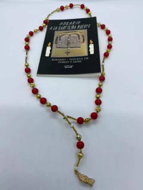 Holy Death's  Rosary Rosario De La Santa Muerte Rojo y Oro Libro Rosario Novena