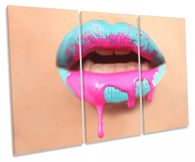 Lips Drip Fashion Lipstick Picture TREBLE CANVAS WALL ART Print