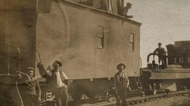 1907 RPPC Postcard Newman CA Southern Pacific RR Railroad Caboose #1643 SP Train 3