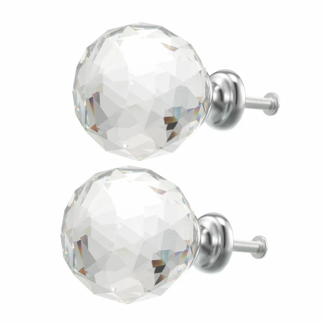 Pull Knob 40mm Dia Zinc Alloy Cabinet Pulls Drawer Knobs Silver Tone 2Pcs