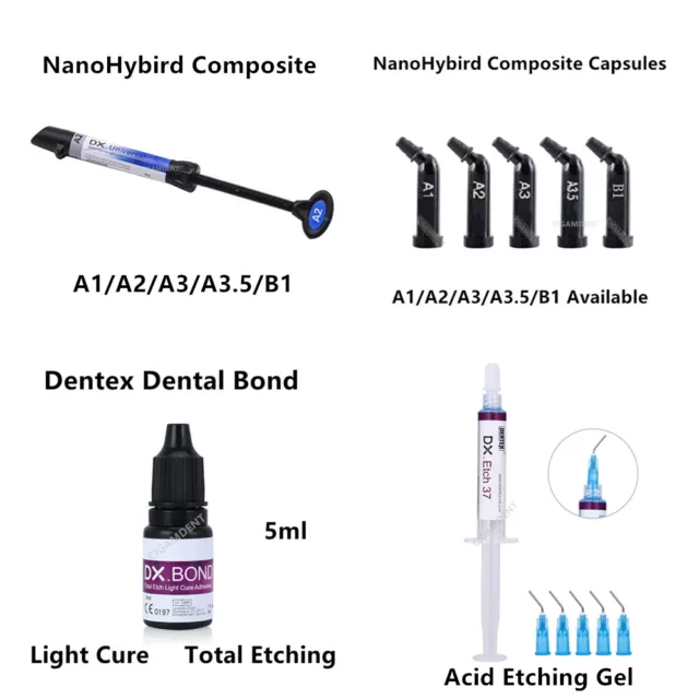 Dental Light Cure Bonding Adhesive/Acid Etching Gel/Composite Resin DENTEX