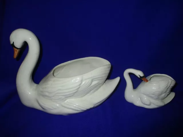 Pair of  Vintage Carlis Ware SWAN Large and Small Planter Vases