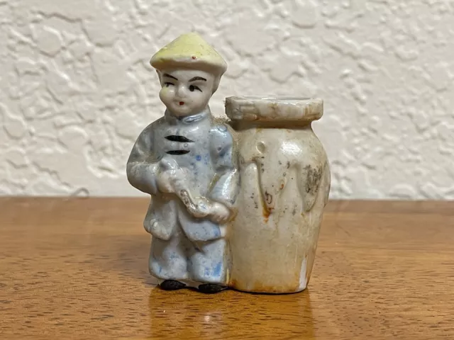 Vintage Hand Painted Porcelain Figurine Asian Man Made in Japan