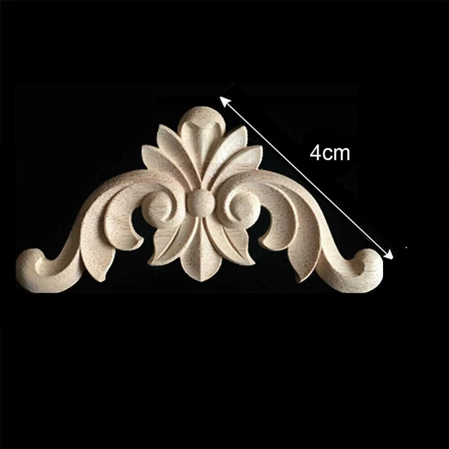 4Pcs Wood Carved Applique Unpainted Decal Corner Onlay Frame Furniture Decors