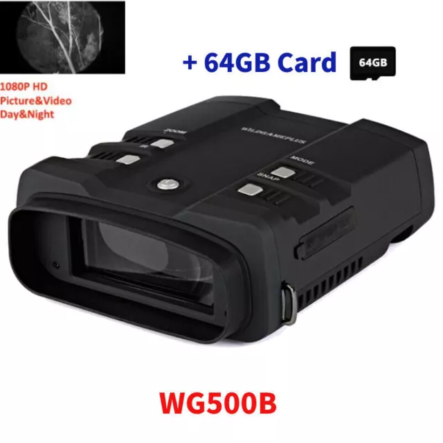 Wildgameplus WG500B 1080P HD Nachtsichtfernglas 3.6-10.8 Zoom Infrarot 64GB NEU