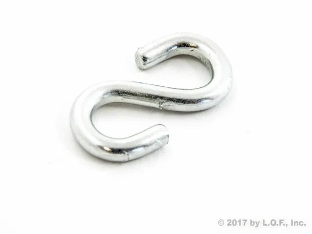 1 S-Hook 1" Long x 1/2" Wide x 1/8 Inch Thick Zinc Plated Silver 42 Lbs