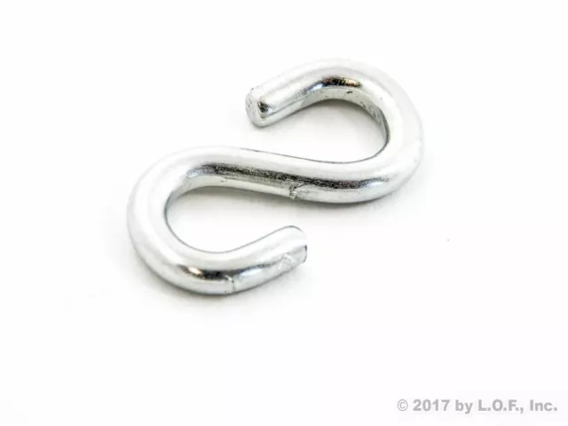 1 S-Hook 1" Long x 1/2" Wide x 1/8 Inch Thick Zinc Plated Silver 42 Lbs