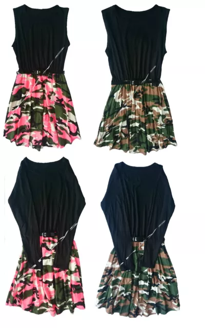 Girls Skater Dress  camouflage Long Kids Party Belted Dresses New Age 7-13 yrs